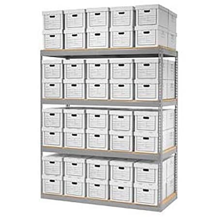 Global Industrial Record Storage Open With Boxes 72W x 30D x 84H, Gray B2297398